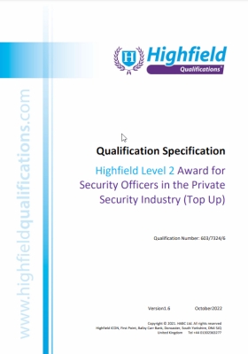 highfield fact sheet L2 security officers top up