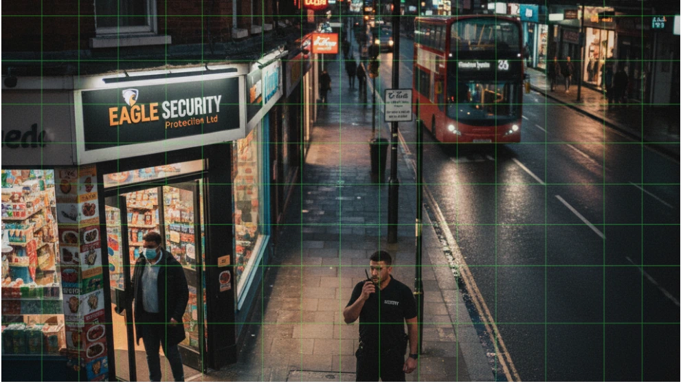 Masked person in public space