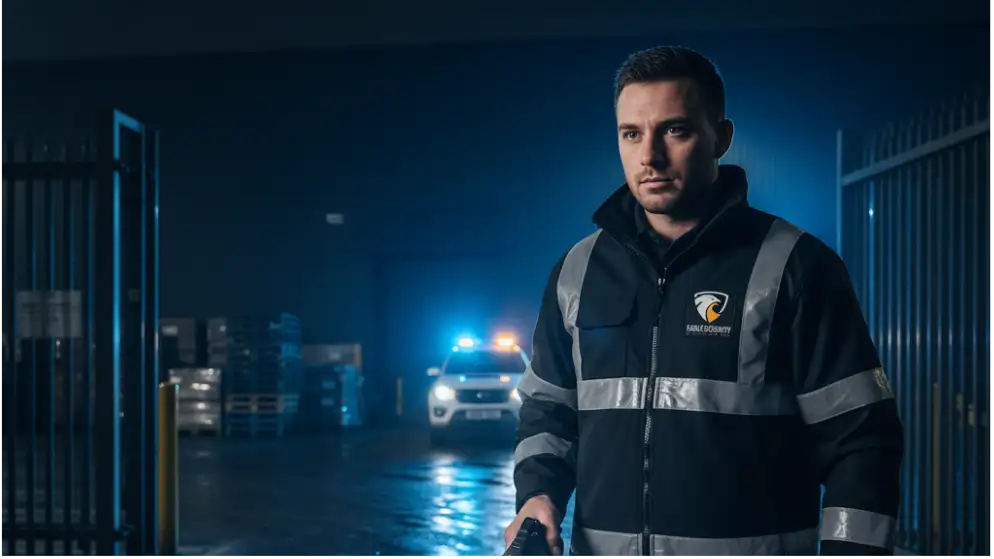 Guard on patrol at night