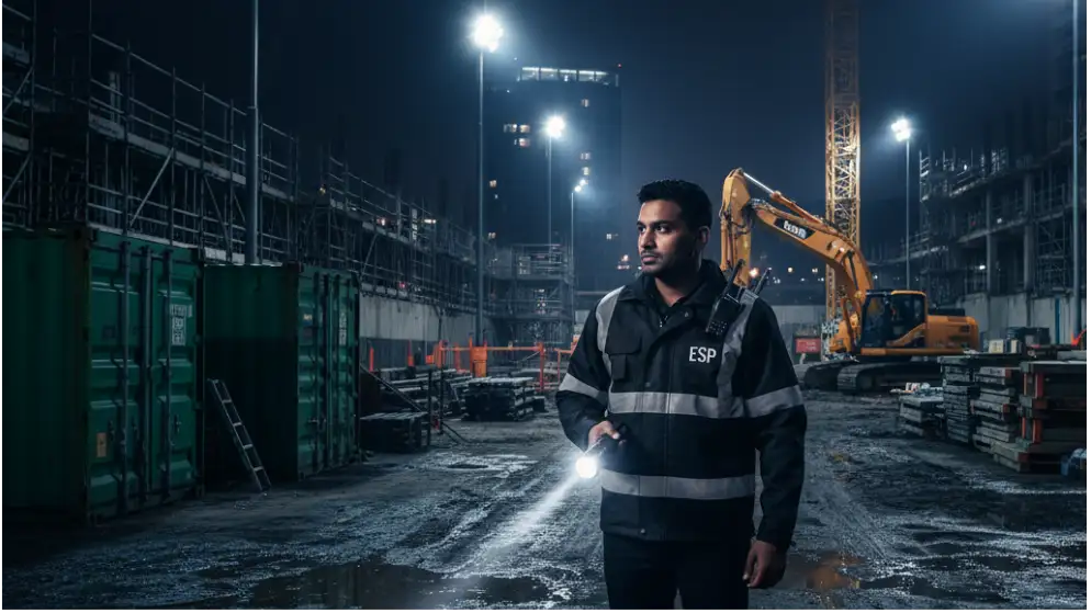 Construction site at dusk