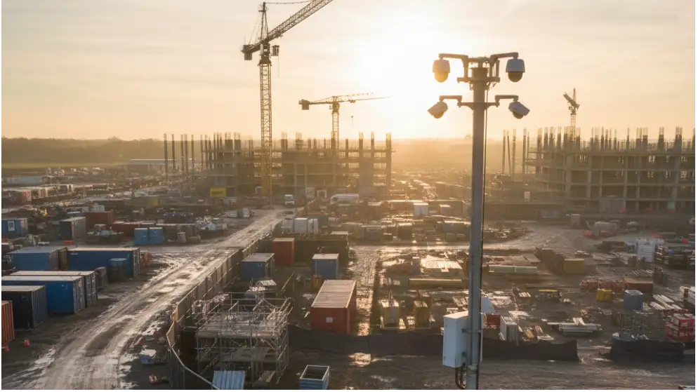 Drone and CCTV over a construction site