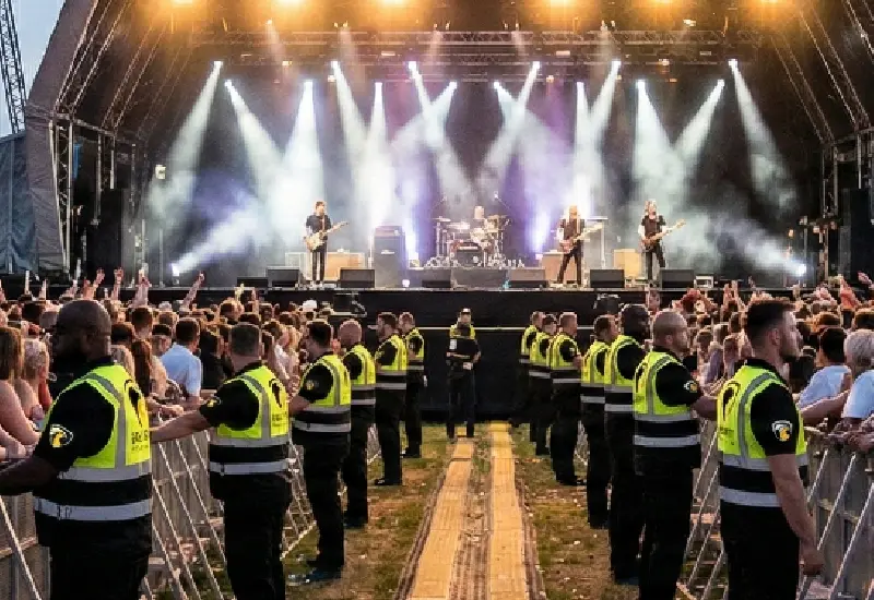Security managing crowd at an event