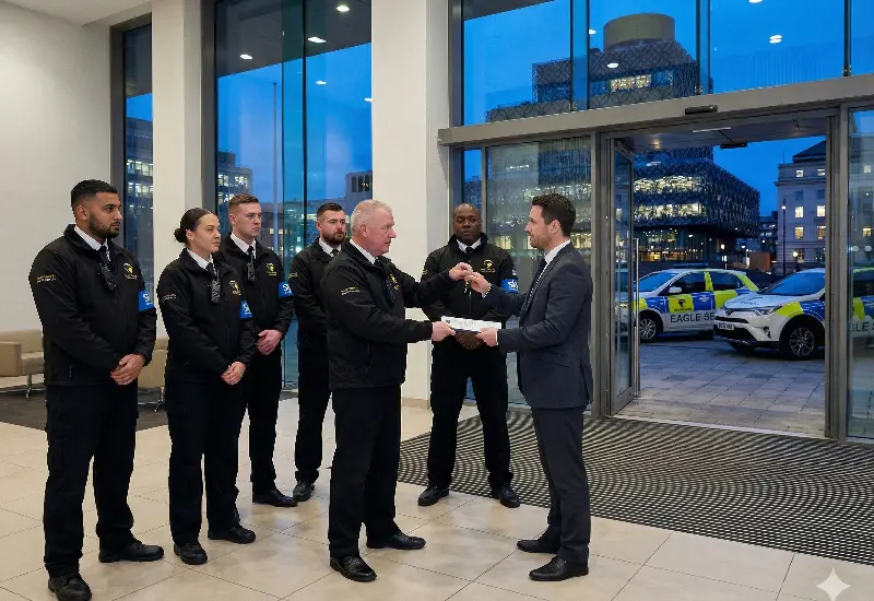 Guards with SECURITY jackets