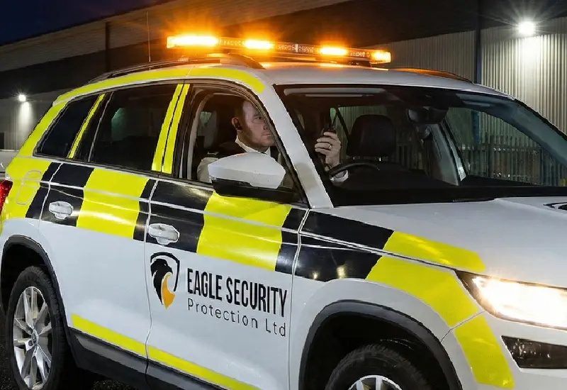 Mobile security vehicle on patrol