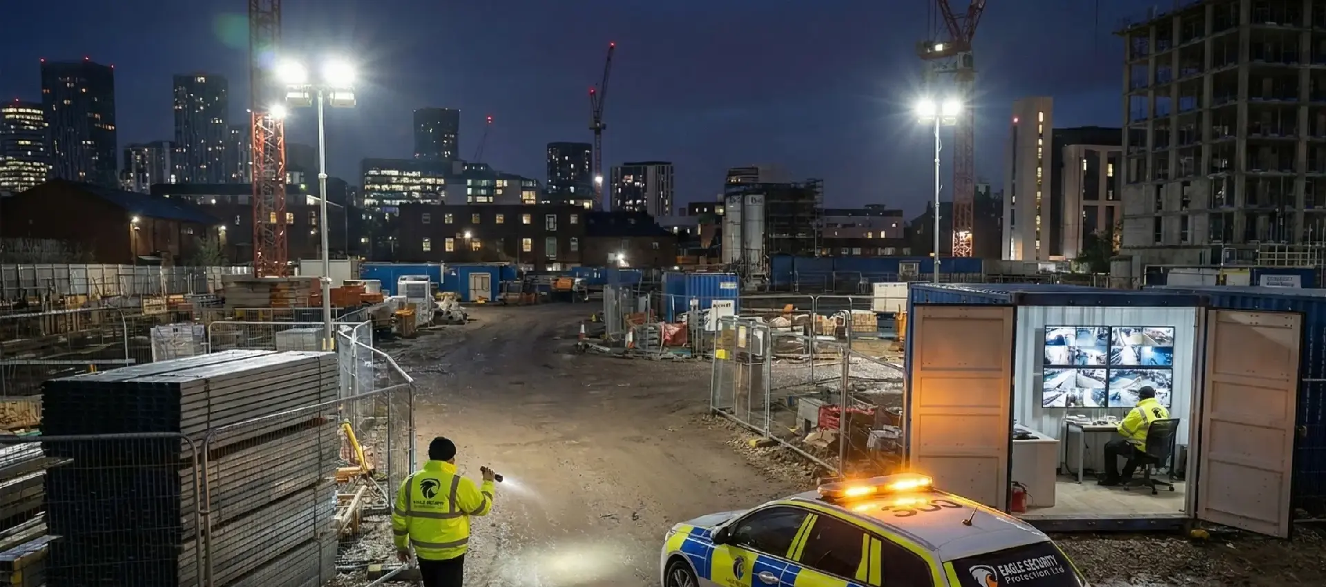 Security guard with flashlight