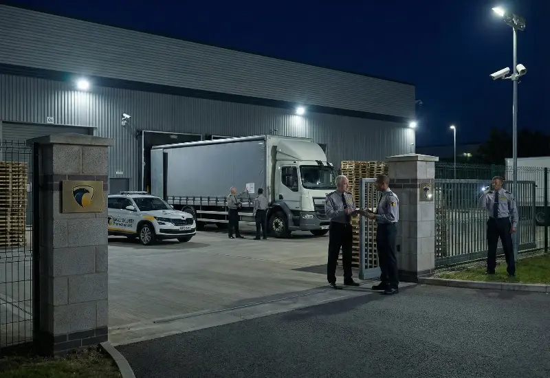Guard Walking in Warehouse