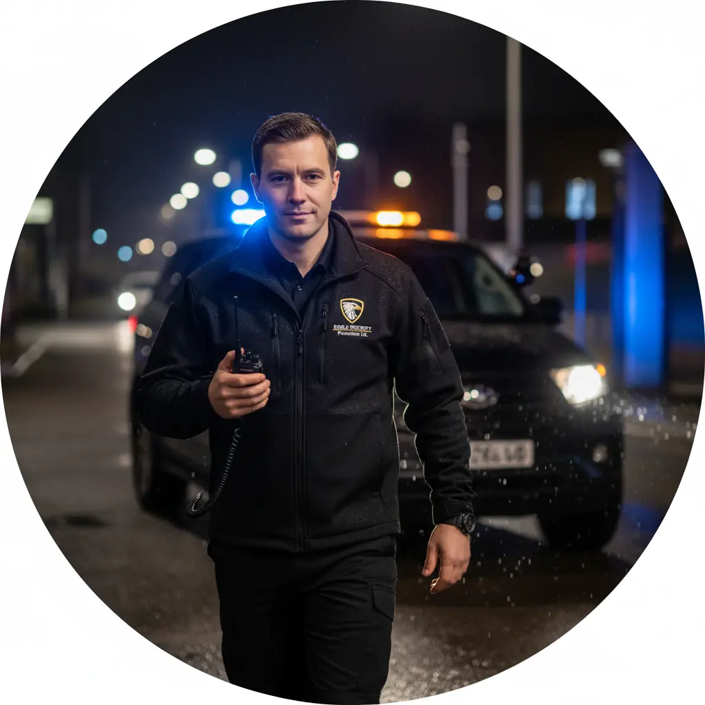 SIA-licensed personnel guards at an entrance