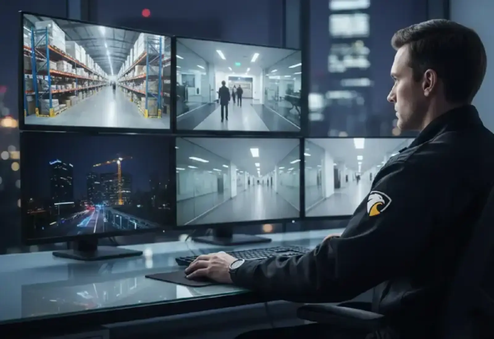 CCTV Security cameras and guard monitoring