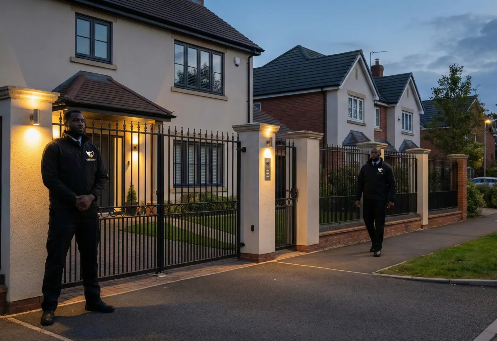 Secure residential area with gate