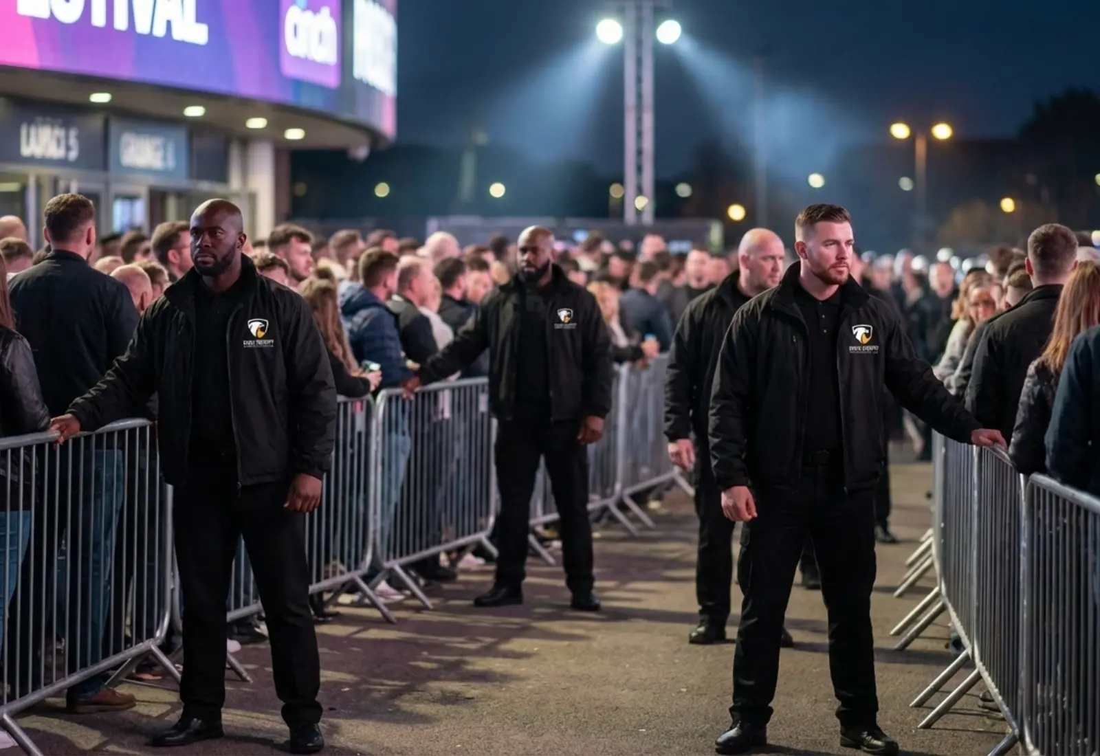 Security managing crowd at an event