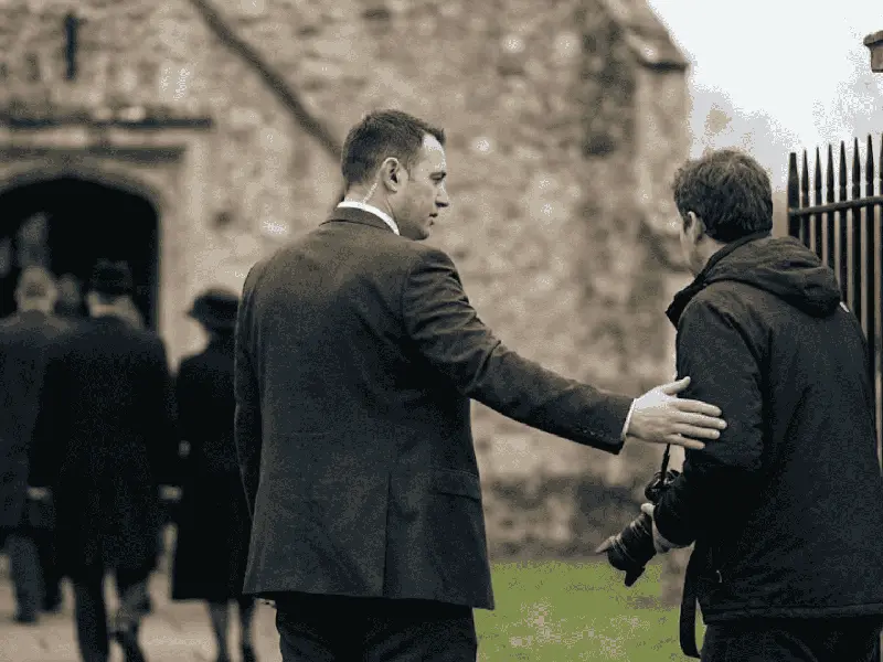 Calm and peaceful floral tribute inside an empty chapel