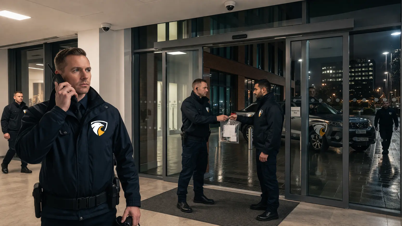 SIA Security Guard on Radio responding to an alarm