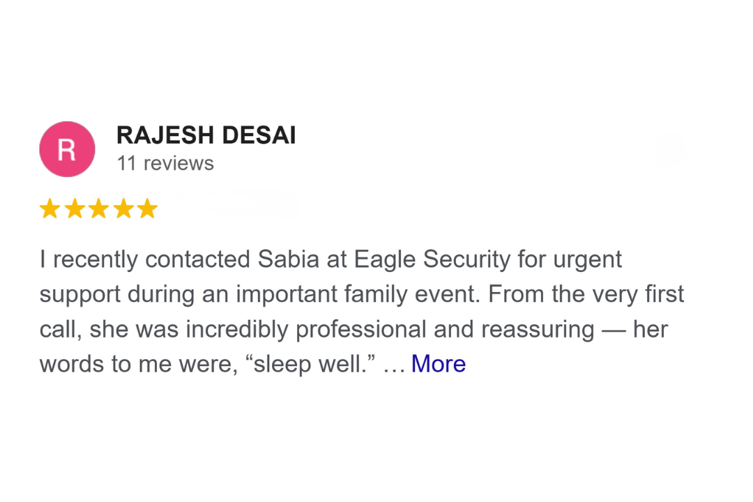 Google Business Profile review for Eagle Security Protection
