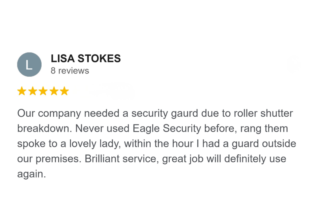 Google Business Profile review for Eagle Security Protection