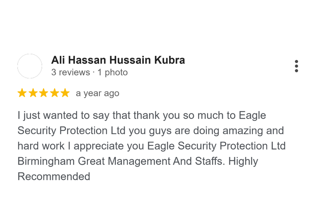 Google Business Profile review for Eagle Security Protection